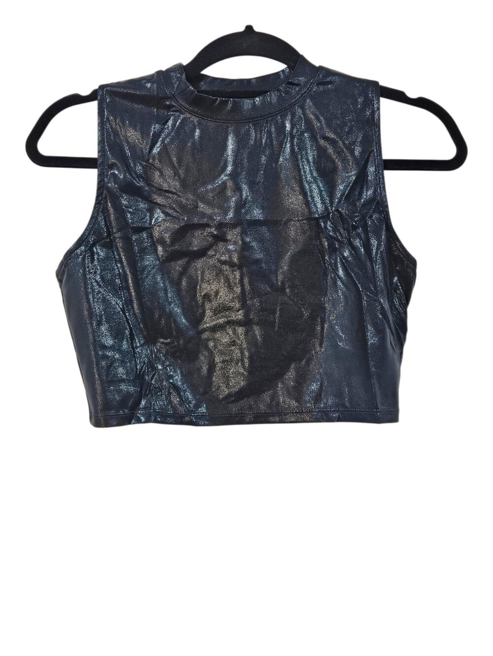 NWT Halara Shiny Dusk Black Crop Tank Top Women's Size S